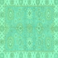 thumbnail image 1 of Ahgly Company Indoor Square Oriental Turquoise Blue Traditional Area Rugs, 3' Square, 1 of 4