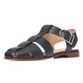 thumbnail image 4 of FSJ Women Vintage Closed Toe Flat Sandals Caged Comfort Adjustable Buckle Hollow Woven Roman Fisherman Sandals Size 4 Black, 4 of 4