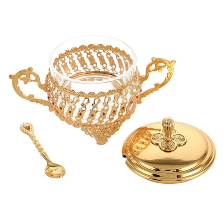 

Glass Sugar Bowl with Lid and Spoon for Coffee restaurant house kitchen Supplies