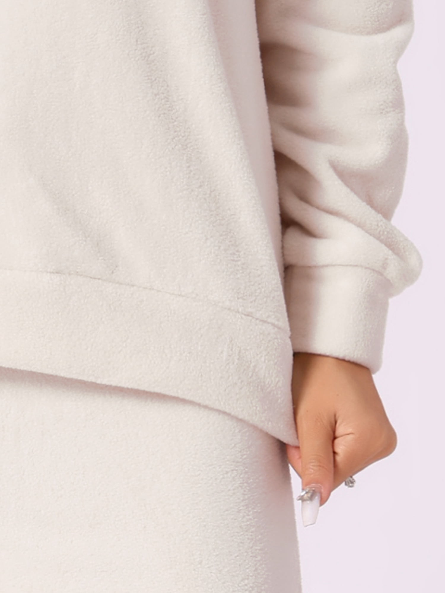 DARING DIVA Women's 2-Piece Fuzzy Flannel Pajama Sets L Beige