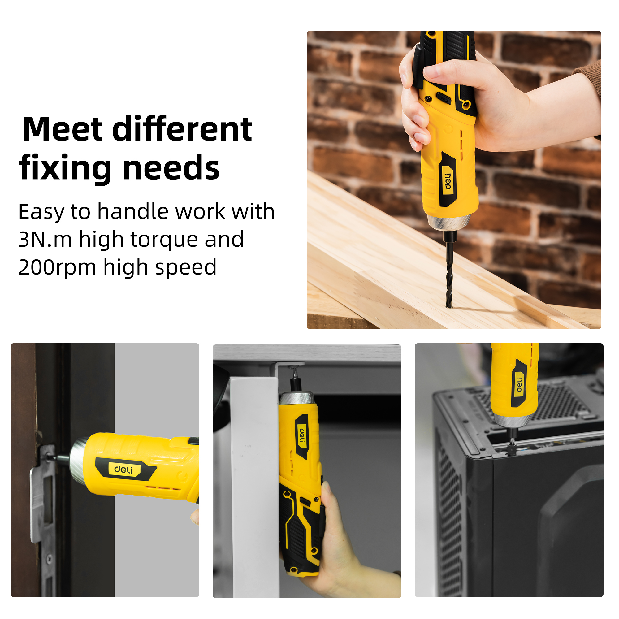 Deli 3.6V USB Cordless Electric Screwdriver Set, 11-Piece photo 4