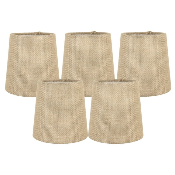 Meriville Set of 5 Natural Burlap Clip On Chandelier Lamp Shades, 4-inch by 5-inch by 5-inch
