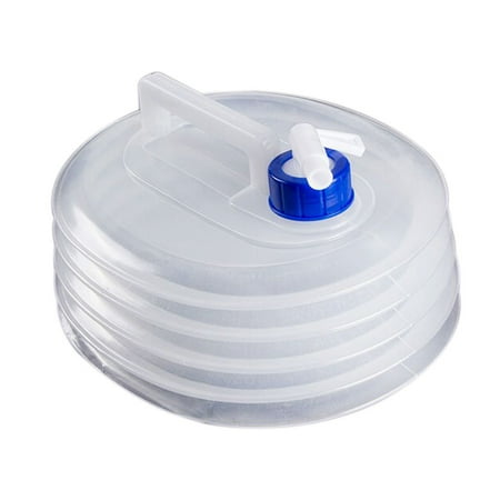 

Thinsont Water Container PE Fishing Foldable Bag Drinking Tank Handy to Carry 3/5/8/10/15L Press and Space Saving Hiking Bottle white blue 10L