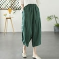 thumbnail image 2 of BiZtdJrK Womens Cotton Linen Harem Pants Elastic High Waisted Lantern Pants Baggy Comfy Lounge Yoga Pants with Pockets prime only Green XL, 2 of 4