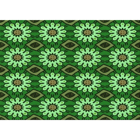 Ahgly Company Indoor Rectangle Patterned Dark Forest Green Area Rugs, 2' x 3'