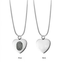 Personalized Silver Fingerprint Memorial Necklace Keepsake Urn Human Ashes Holder Stainless Steel Cremation Jewelry with Free Velvet Jewelry Box and Funnel Kit