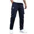 thumbnail image 3 of Pantalon Cargo en Ripstop pour Homme Pantalon Tactique Pantalon de Randonnée avec Multiples Poches Résistant à l'Eau pour Plein Air Pêche Militaire Travail Tenue Quotidienne Coupe Confortable / IhhxPro, Navy L, 3 of 9