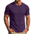 thumbnail image 6 of Mens T Shirts Casual Basic Short Sleeve Crewneck Tops Summer Gym Workout Athletic Lightweight Performance Tees Dark Purple L, 6 of 7