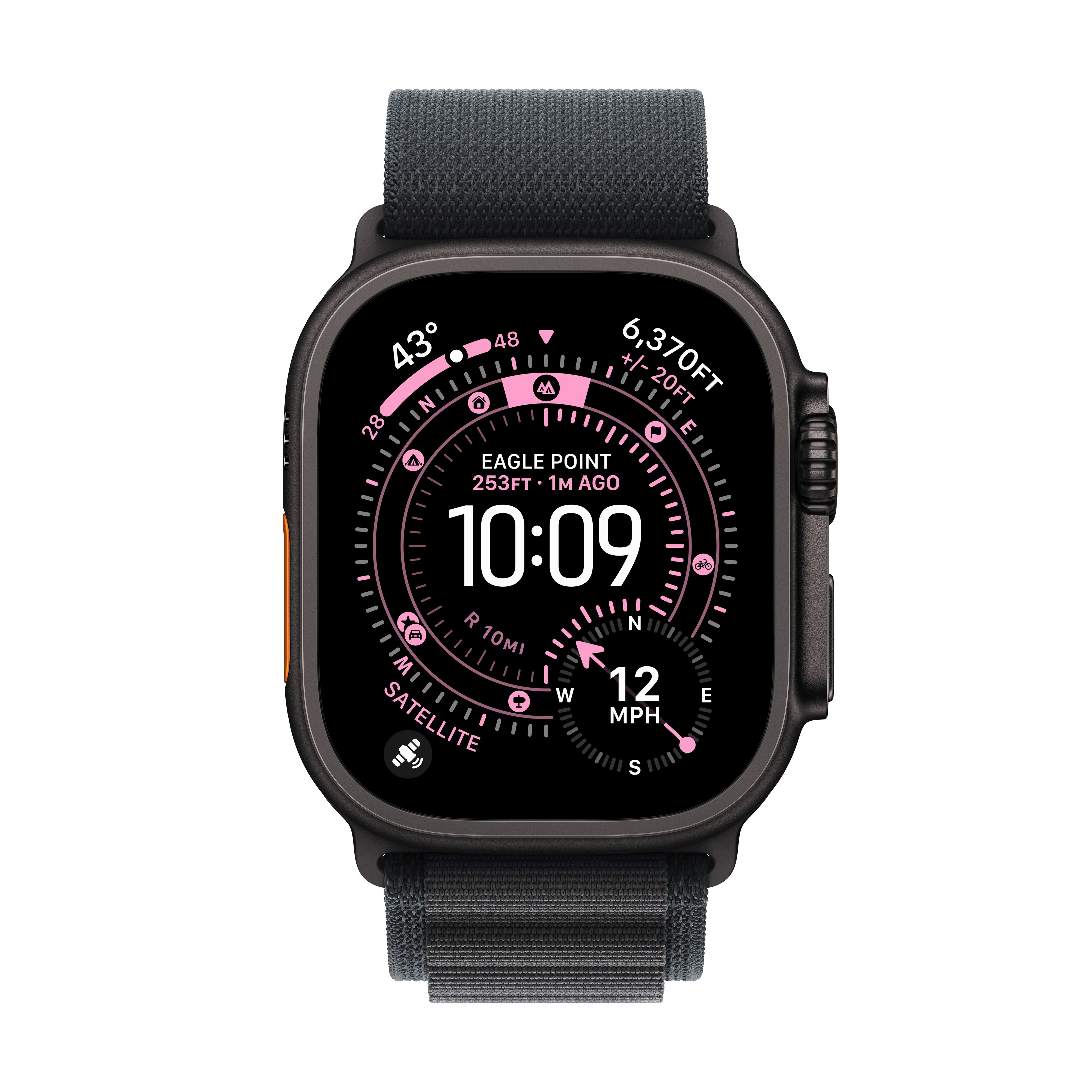 Apple Watch Ultra 3 GPS + Cellular 49mm Black Titanium Case with Black Alpine Loop - Medium - MF0V4LW/A - (Fall 2025) - AppleCare Bundle