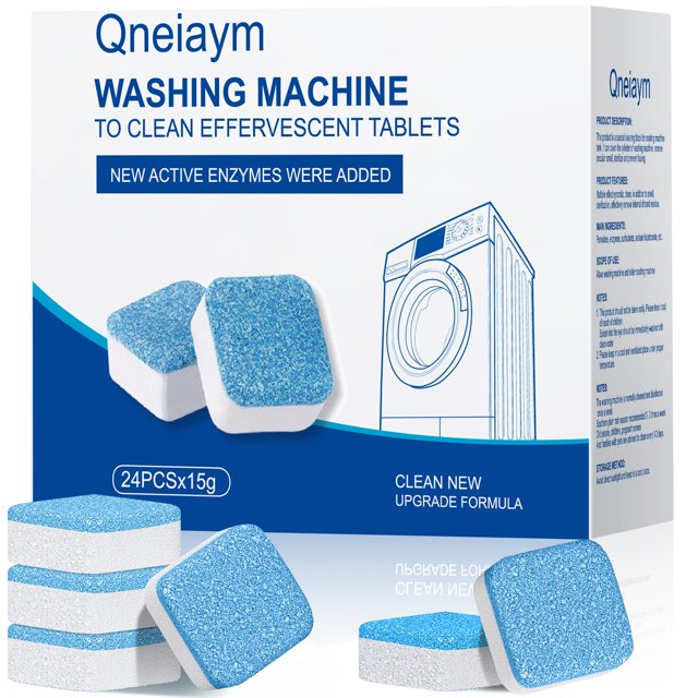 Tabletas limpiadoras para lavadora Qneiaym, paquete de 24