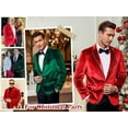 thumbnail image 5 of COOFANDY Mens Velvet Blazer Purple Tuxedo Jackets Notched Lapel Single Button Dinner Prom Party Jackets Christmas Gift, 5 of 18