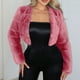 thumbnail image 1 of Chaqueta de abrigo cálida para mujer, de invierno, lisa, con cuello en V, 1 of 6