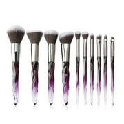 Makeup Brushes Crystal Handle SE33Set, Tenmon 10 PCS Crystal Transparent Handle Kabuki Powder Foundation Brush Concealer Eye Shadow Eyeliner Eyebrow Brush (Purple)
