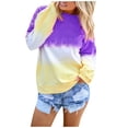 thumbnail image 2 of Brilliant Womens Tops V Neck Cotton Women's gradient long sleeved pullover T-shirt shirt top, 2 of 8