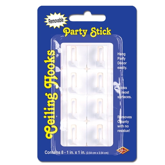 Party Central Club Pack of 96 White Party Stick Removable Adhesive Ceiling Hooks 1"