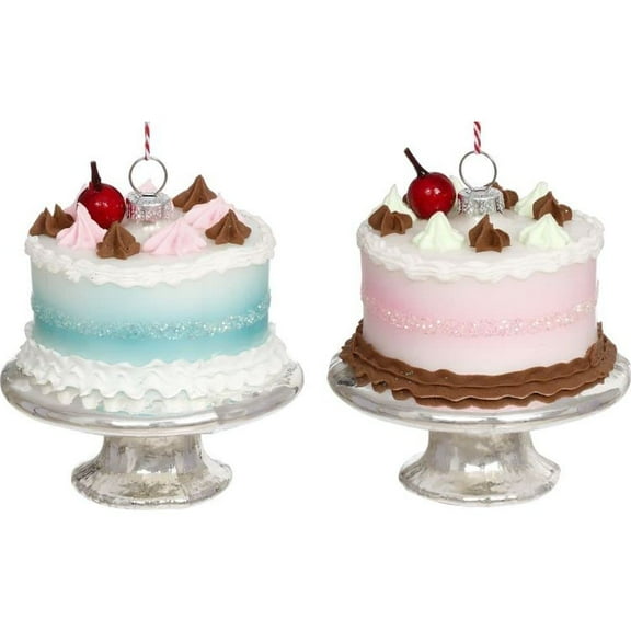 Mark Roberts Christmas 2023 Birthday Cake Ornament, 4 Inches – Assortment of 2 – Christmas Tree Ornaments and Unique Decoration