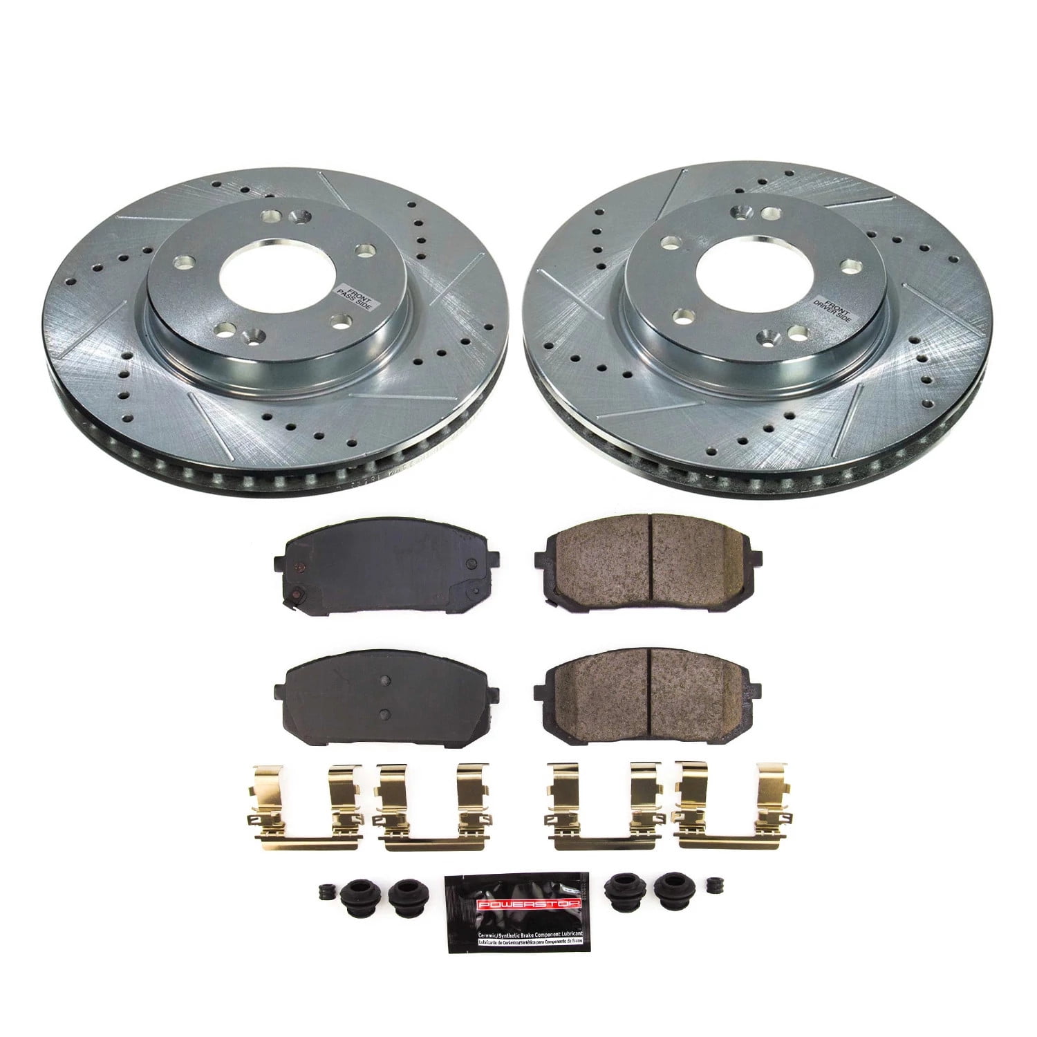 PowerStop Front Z23 Evolution Sport Carbon-Fiber Ceramic Brake Pad and Drilled & Slotted Rotor Kit Fits: HYUNDAI Select Models K8748