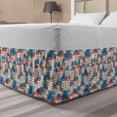thumbnail image 1 of Urban Bed Skirt, City Landscape with High Buildings and Trees Repetitive Watercolor Style, Elastic Bedskirt Dust Ruffle Wrap Around for Bedding Decor, 4 Sizes, Sea Blue Dark Salmon, by Ambesonne, 1 of 2