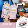 thumbnail image 5 of Crossbody Phone Bag Purse Wallet Case for iPhone/Galaxy/Pixel Series Cell Phones (Less Than or Equal to 7.6"), with Shoulder/Wrist Strap Lanyard, RFID Blocking Credit Card Slots, PU Leather Bag, Pink, 5 of 7