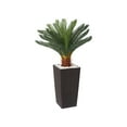 4ft UV Resistant Artificial Cycas Plant with Brown Tall Planter, Pre
