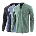 thumbnail image 3 of Camisa De Manga Larga Con Cuello Con Cordones Para Hombre, 3 of 4