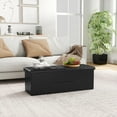 thumbnail image 2 of Giantex Folding Storage Ottoman, Upholstered PU Leather Bench, Collapsible Foot Rest Stool Storage Chest, Black, 2 of 9