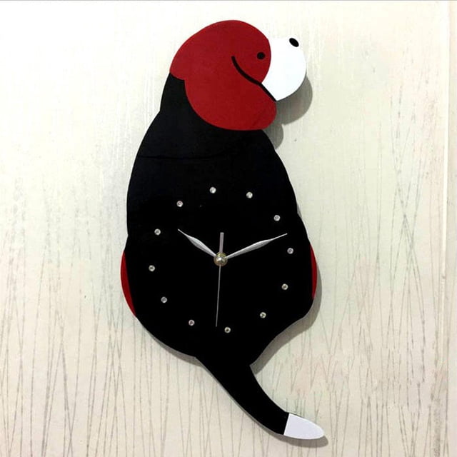 Varios De Acrílico Creativos Perros Reloj De Pared Cola Wag Swing Pendulum Clock Decoración para hogar Niños Regalos Para Estudiantes Red Head Dog (meneando) BLESIY reloj de pared gato