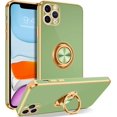 thumbnail image 1 of AmPm iPhone 11 Pro Case, iPhone 11 Pro Phone Case Ring Holder Edge Plating Rotation Kickstand Soft Silicone TPU Bumper Women Girls Shockproof Protective Case Cover for iPhone 11 Pro, Black, 1 of 8