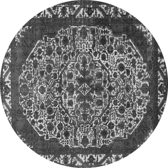 Ahgly Company Indoor Round Oriental Gray Industrial Area Rugs, 7' Round