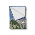 thumbnail image 2 of Landscape Soft Flannel Fleece Throw Blanket, View of High Mountains with Forests Hiking Snowy Slope Pine Trees, Cozy Plush for Indoor and Outdoor Use, 60" x 80", Olive Green Multicolor, by Ambesonne, 2 of 5