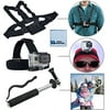 Adjustable Chest Mount Harness + Head Strap Mount + Extension pole for 8.5" - 43" For Gopro Hero Cameras with eCostConnection Microfiber Cloth