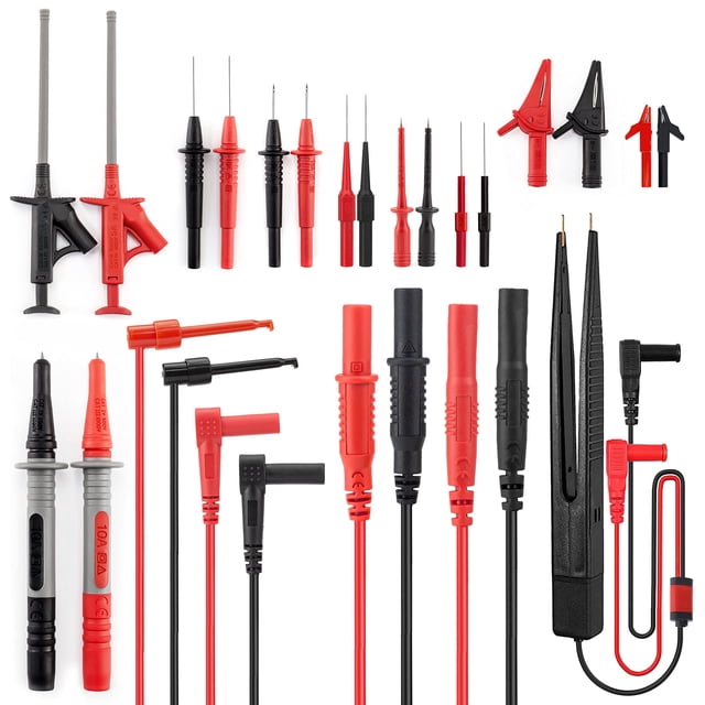 KAIWEETS 23PCS Multimeter Test Leads Kit with Replaceable Precision Probes Set and Alligator Clips, Test Probes, Test Hook, Flexible Wires Professional Kit General U