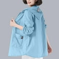 thumbnail image 2 of Miluxas Women's Jacket Casual Hooded Long Sleeves Sun Protection Thin Coat Summer Lightweight Jacket Outwear Blue XXXL(XXXL), 2 of 5