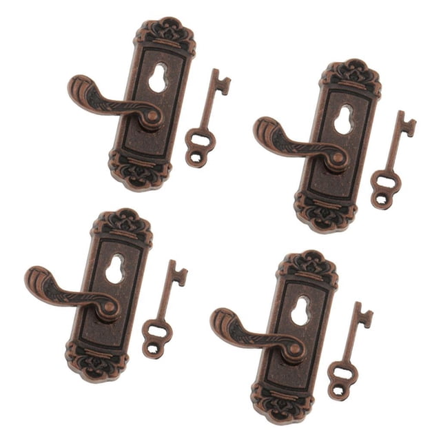 4 Pares de de Puerta Derecha de Bronce de , Manijas con Lves, Artículos de Bricoje CUTICAT Cerradura y llave de casa de muñecas
