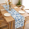 thumbnail image 3 of Blue Green Spring Floral Table Runner - 108 Inch Long, Kitchen Dining Table Runner Dresser Scarves, Watercolor Blooming Botanical Summer Farmhouse Decor for Coffee Tables Wedding Party Banquet, 3 of 8