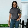 thumbnail image 4 of fatyb Womens Mock Neck Short Sleeve Tops Slim Basic Tee for Women Casual Going out Summer Tunic Shirts, 4 of 6