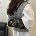 thumbnail image 5 of HUISZJ Black Leopard Shoulder Bag, Goth Punk Hobo Bag with Buckle, Y2K Style Underarm Bag for Women Shopping Travel Outdoor, 5 of 9