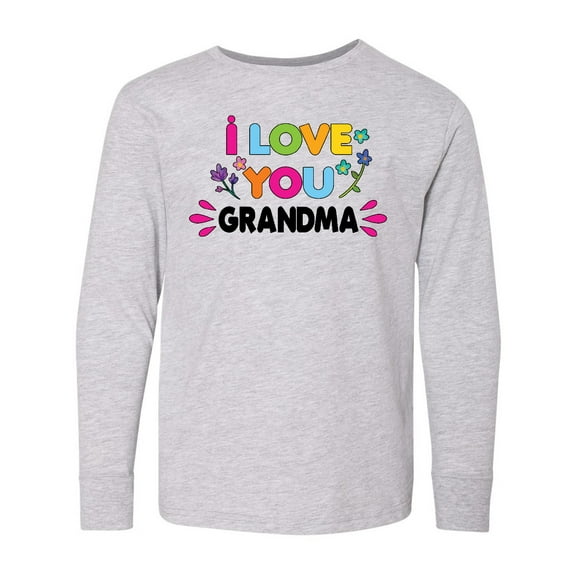 Inktastic I Love You Grandma with Flowers Long Sleeve Youth T-Shirt