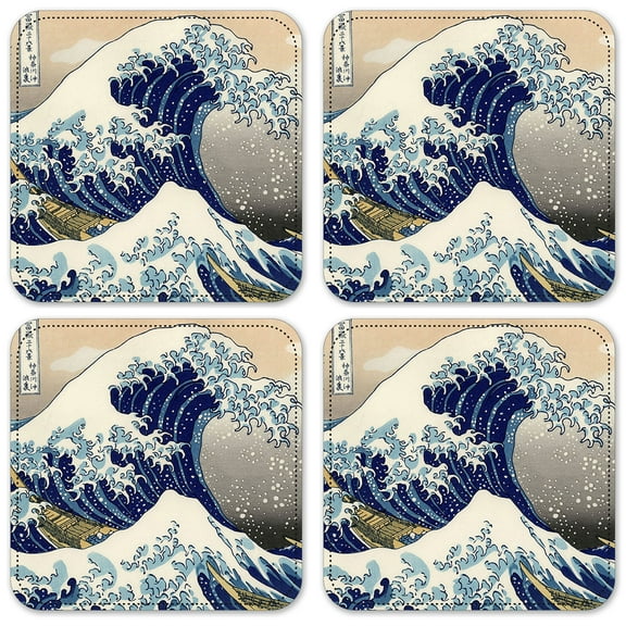 Vinyl Drink Coasters - Set of 4 - Hokusai: Great Wave