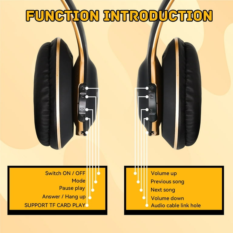 Bluetooth Headphones Over Ear, 6S Foldable Wireless Headphones with 6 EQ  Modes, 40 Hours Playtime HiFi Stereo Headset with Mic, Soft Ear Pads, TF/FM