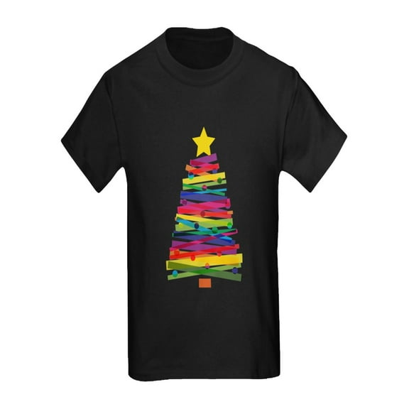 CafePress - Colorful Christmas Tree T Shirt - Kids Dark T-Shirt