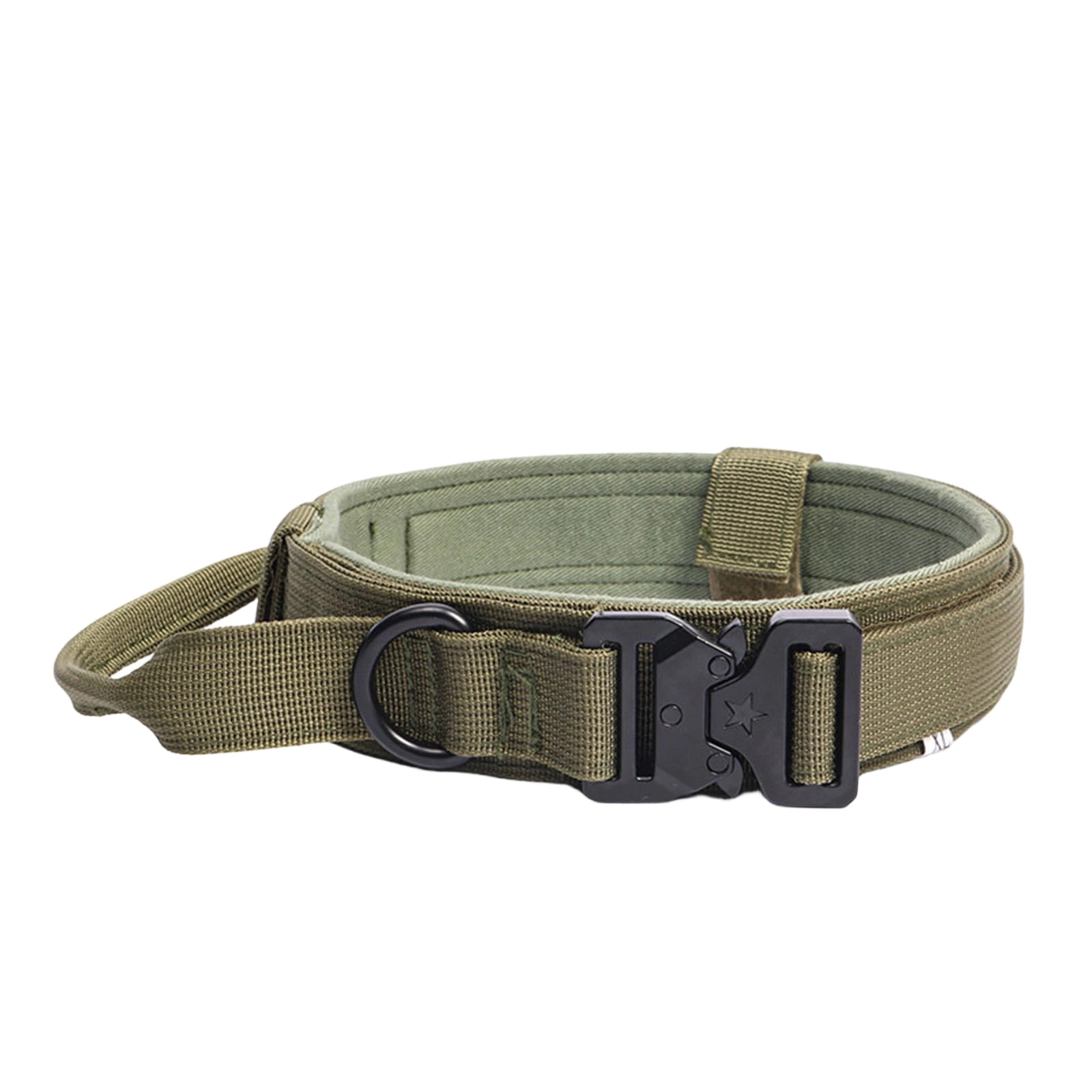 Heavy Duty Dog Collar, Dog CollarforLarge Dogs, Dog CollarwithHandle, Quick Release Buckle, Metal Buckle, 2inWidth, Green, Nylon Padded, Outdoor Training, 1 Pc