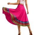 thumbnail image 2 of Costeam Womens Ethnic Print Flowy Midi Skirt Full Elastic High Waist Wide Swing Hem Lightweight Breathable Loose Dance Performance A Line Skirts, 2 of 7
