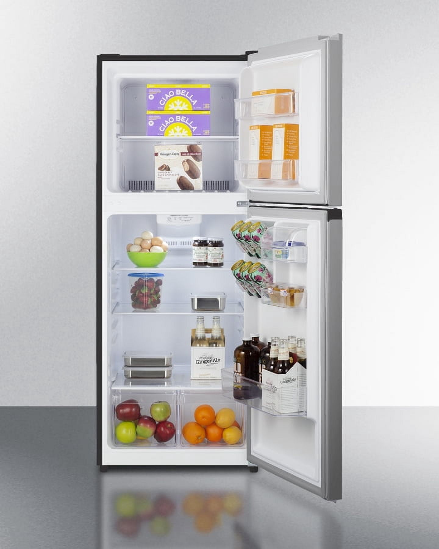 24" Wide Top Mount Refrigerator-Freezer, Stainless Steel Look