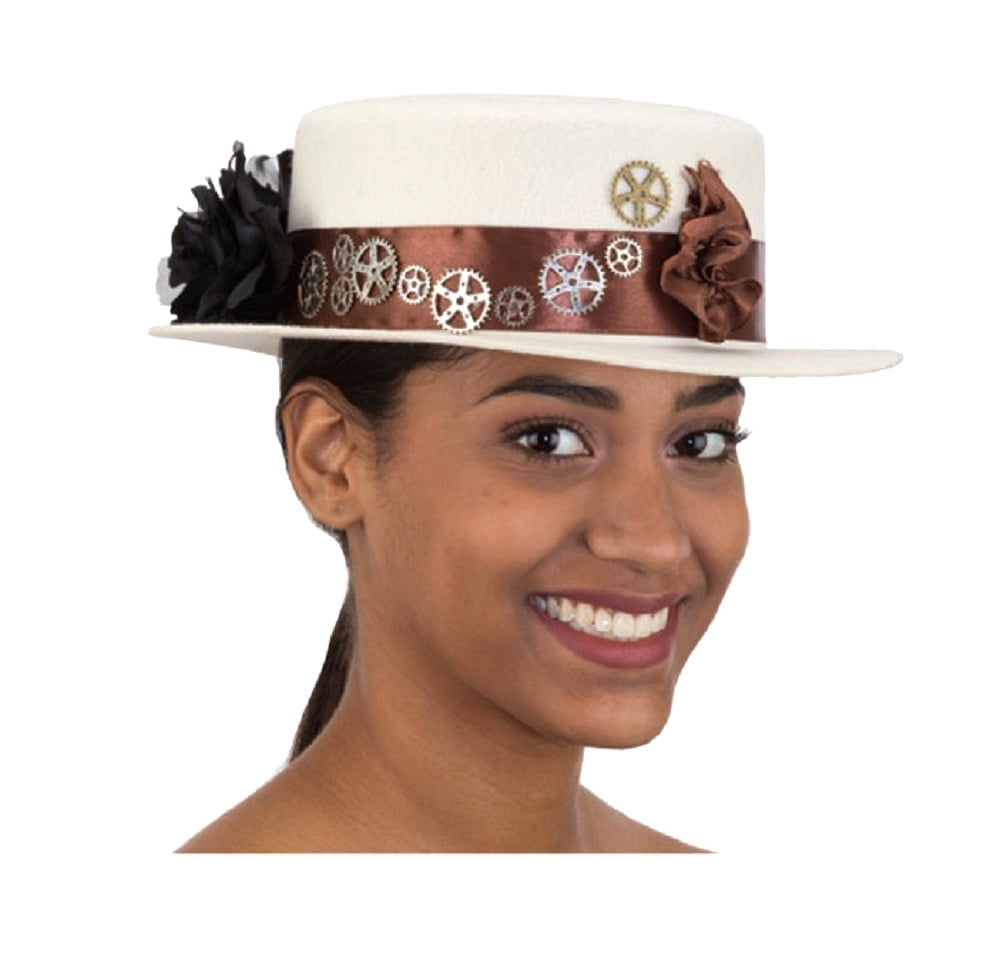 Steampunk Skimmer Hat Industrial Victorian Adult Womens Gears Costume