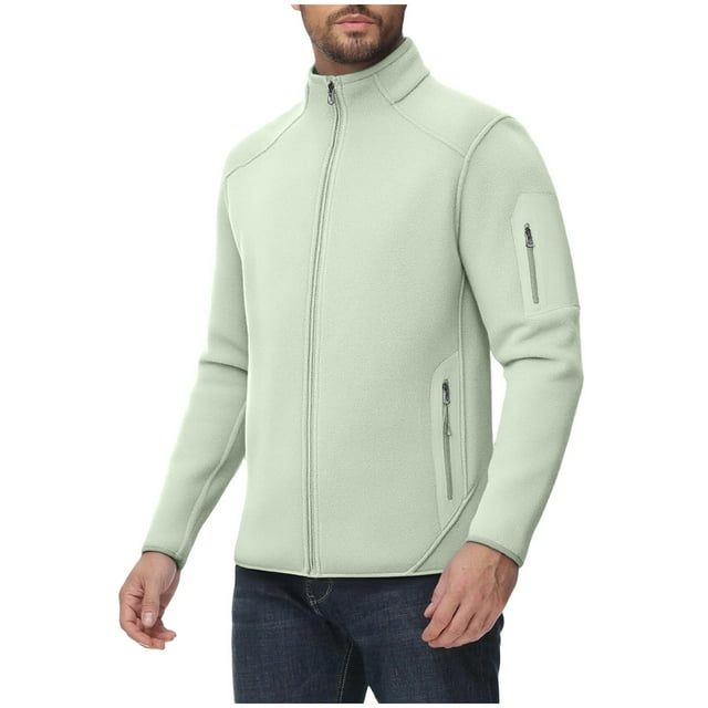 Men's Jacket Long Sleeve Stand Collar Solid Color Zipper Pullover Fleece Hooded for Sweatshirt Style,Fleece Jacket Men
