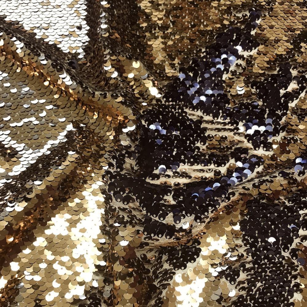 Reversible Sequin Fabric Brown - Gold - YES Fabrics