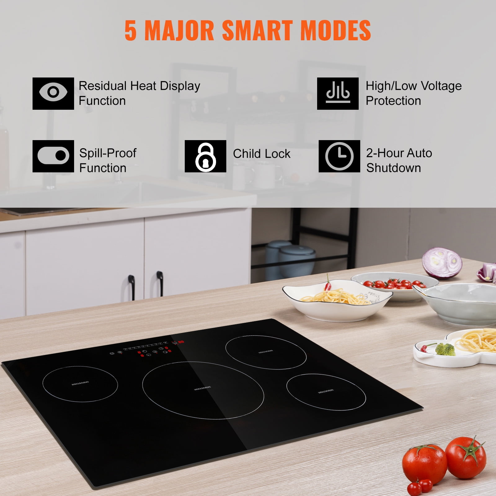 KFFKFF 4 Burners Ceramic Glass Stove Top Touch Control 30 inch Electric Cooktop