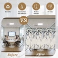 thumbnail image 5 of Blue Grey Eucalyptus Window Privacy Film, Farmhouse Weeping Leaves on Linen Static Cling UV Sun Blocking Heat Control Window Tint Day and Night, Non-Adhesive One Way Privacy Cover 17.7''x78.7'', 5 of 7