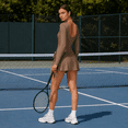 thumbnail image 6 of Feekit Women's Long Sleeve Tennis Golf Dress with Built-in Shorts High Stretch Athletic Workout Romper Skort Dress with Thumb Holes, 6 of 8